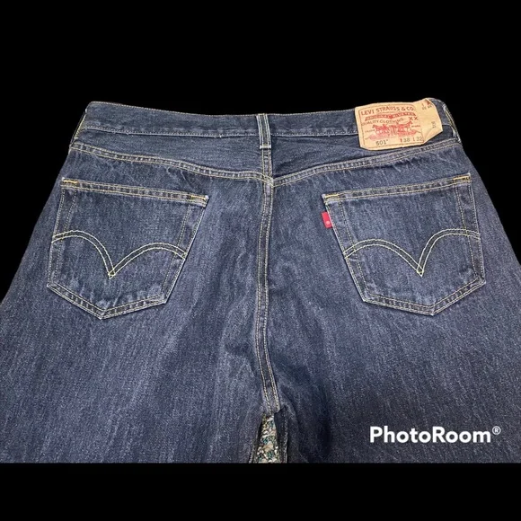 LEVI’S 501 Button Fly Straight Leg Blue Jeans Men's Size 38 x 32 Dark Wash Black - Picture 7 of 11